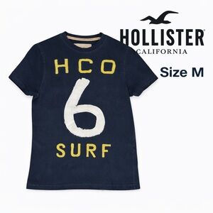 Hollister Co Men's Graphic Tee Size M Y2K Slim Fit HCO Surf 6 Navy Blue Cotton